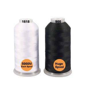 lot 4105 image: New brothreads - 40 Options- Various Assorted Color Packs of Polyester Embroidery Machine Thread Huge Spool 5000M for All Embroidery Machines -1Black1White - Retail $12