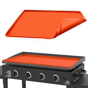 lot 4106 image: Silicone Griddle Mat, Grill Cover for Blackstone 36 Inch Griddle - Heavy Duty Food Grade Silicone Mat, Thickened 36 Mat Protective Cover Grilling Accessory for Black Stone - Orange - Retail $25