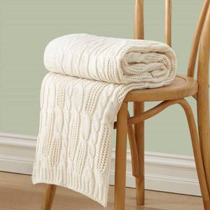 lot 4121 image: Aormenzy Cable Knit Throw Blankets 30 x 40 Inches, Soft Cozy and Lightweight Knitted Blanket, Machine Washable 100 Percent Acrylic Blanket, Decorative Throw Blanket for Couch Sofa Bed, Cream White - Retail $16