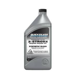 lot 4135 image: Quicksilver Premium Plus 2-Stroke Synthetic Blend Marine Engine Oil, 32oz - Retail $44