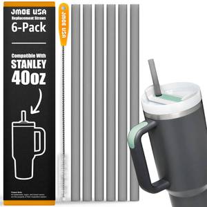 lot 4140 image: Jmoe USA 12 Replacement Straws for Stanley 40oz and 30oz Tumblers  Fits Reduce 50 oz and 40 oz Cold1 Tumblers  6-Pack of Reusable Plastic Straws With Cleaning Brush  Food Grade and BPA Free (Black) - Retail $7
