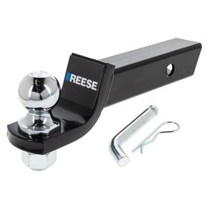 lot 4144 image: Reese 21536 Trailer Hitch Ball Mount Starter Kit, Fits 2 Inch Square Receiver, 2 Inch Drop, 6,000 lbs. Capacity, Includes 2 Inch Trailer Ball and Pin and Clip - Retail $35