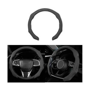 lot 4150 image: Mandark Car Steering Wheel Cover, Suede Sport Vehicle Steer Wheel Protector Fitting 15 Inch, Non-Slip Comfortable Automotive Interior Decoration Accessories, Universal for Most Cars (Black) - Retail $21