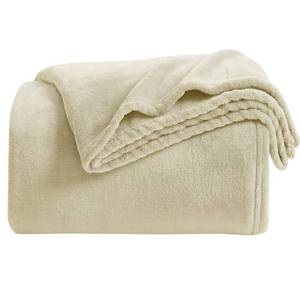 lot 4158 image: KMUSET Super Soft Throw Blanket Premium Silky Flannel Fleece Throw Size Beige Microfiber Lightweight Blanket All Season Use - Retail $16