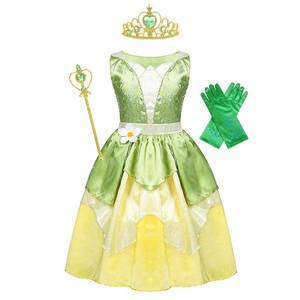 lot 4170 image: WonderBabe Frog Costume for Girls Frog Princess Dress Fancy Dress Up Kids Birthday Party Cosplay Halloween Costume with Accessories 3T - Retail $27