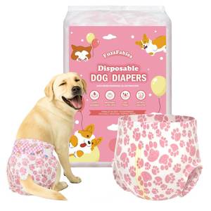 lot 4174 image: FuzzFables Dog Diapers Female 20 Count, Disposable Breathable Diapers with Wetness Indicator, Higher Back Coverage, Absorbent and Leakproof, Doggie Underwear Pants for Heat Cycle Period XS - Retail $11