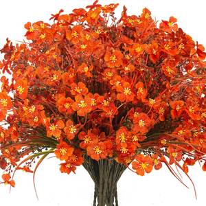 lot 4176 image: Grunyia 20 Bundles Artificial Fall Flowers Outdoor,No Fade Fake Plastic Flowers,Faux Autumn Plants for Indoor Outside Garden Porch Window Box Home Wedding (Fall Red) - Retail $33