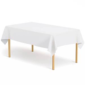 lot 4177 image: CINSOEN 2 Pack White Tablecloth Plastic Rectangle Table Covers PEVA White Plastic Table Cloths for Parties Disposable 54 x 108 Inch Tablecloth for Birthday Party School Baby Shower Kitchen Dining - Retail $6