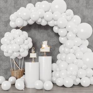 lot 4181 image: RUBFAC 129pcs White Balloons Different Sizes 18 12 10 5 Inch for Garland Arch,Party Latex Balloons for Birthday Party Wedding Anniversary Baby Shower Party Decoration - Retail $7