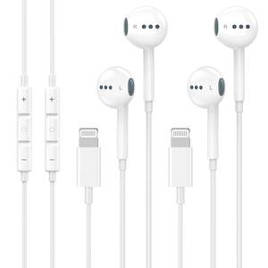 lot 4203 image: 2 Pack Wired Headphones for iPhone Earbuds with Built-in Microphone and Volume Control Nosie Reduction Earphones Headsets Compatible with iPhone 14 13 12 11 Pro Max XS XR X 8 7, Support All iOS System - Retail $10