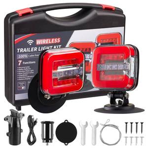 lot 5298 image: XYLOKTH USB-C Wireless Trailer Lights Kit with Reverse, IP67 Waterproof Magnetic LED Tow Light for Towing, Tail, Brake, Turn Signal for Car, Boat, Camper, RV (C-Type) - Retail $70
