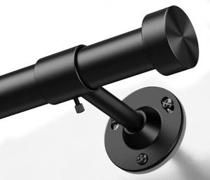 lot 5302 image: YaFex Heavy Duty Curtain Rod 32-150 Inch, 1 Inch Adjustable Black Curtain Rods for Windows, Extra Long Window Treatment Rods with Aluminium Finials, Easy Installation - Retail $29