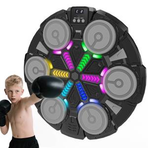 lot 5306 image: Music Boxing Machine for Kids and Adults,Bluetooth Wall Mounted Punching Pad with Gloves,Rhythm LightsandTwo-Player Battle Home Gym Equipment,Sport Toys Gifts for Men Boy Girl Teen 6,7,8,9,10 Year Old - Retail $50