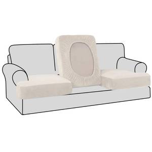 lot 5310 image: H.VERSAILTEX Stretch Velvet 3 Piece T Cushion Sofa Slipcovers for Living Room Individually Sofa Covers for 3 Seat Cushion Covers Stay with Elastic Bands (Sofa, Porcelain) - Retail $33