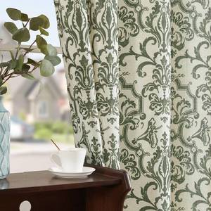lot 5324 image: jinchan Linen Curtains for Bedroom and Living Room - Moss Green Damask Patterned Curtains, 90 Inches Long, Light Filtering, Vintage Baroque Style Drapes with Grommet Window Treatments - 2 Panels Set - Retail $47