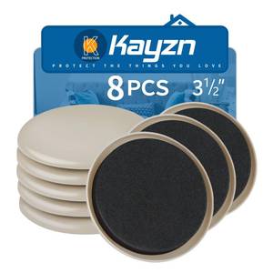 lot 6127 image: Kayzn Furniture Sliders 8pcs 3 12 inch - Heavy Duty Reusable Round Sliders for Moving Furniture on Carpet, Easily Move CouchesBedsArmoires - Retail $6