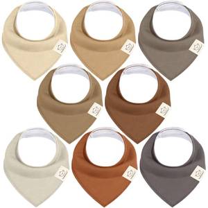 lot 6146 image: 8-Pack Organic Baby Bandana Bibs for Boys, Girls - Super Absorbent Triangle Baby Bibs for Drooling and Teething Infant, 100percent Cotton Extra Soft for Newborn, Infant 0-36 Months (Terracotta) - Retail $16