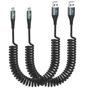 lot 6161 image: JUKEKUL Car Carplay USB A to USB C Cable for iPhone 15 15 Plus 15 Pro Max, 2 Pack Coiled Fast Charging USB to USB C Cable for 10th Gen iPad Pro iPad Air 5th 4th Mini 6th Gen and USB C Devices 6FT - Retail $9