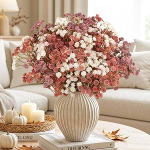 lot 6163 image: Baby Breath Flowers Fall Flowers Artificial Bulk, 10Pcs Fall Decor Fake Gypsophila Plants Bouquets Flowers Real Touch Faux Babies Breath Arrangement for Home Autumn Wedding Vase Decoration Fall Orange - Retail $10