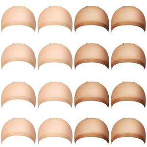 lot 6165 image: Chuangdi 100 Pcs Elastic Medium Nude Wig Caps Stretchy Nylon Stocking Caps for Women Cosplay(Beige and Natural Nude) - Retail $17