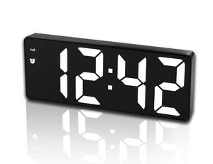 lot 6167 image: IOJBKI Digital Alarm Clock for Bedroom,Mirror Surface LED Electronic Clocks,Adjustable Brightness, Snooze Model,Voice Control,1224H Display,Alarm Clock for Kids,Office,Table,Nightstand-White