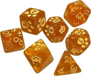 lot 6172 image: Steve Jackson Games Kitten Polyhedral Dice Set Orange - Retail $13