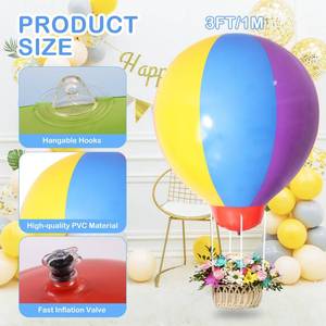lot 6179 image: Toggloo 3FT Hot Air Balloon Decorations, Hanging Balloon for Girls Boys Baby, for Birthday Wedding Exhibitions, Coloured - Retail $23