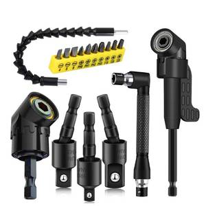 lot 6185 image: A17Pcs Flexible Drill Bit Extension, Include 3Pcs Rotatable Socket Adapter 2Pcs Hex Shank 105° Right Angle Drill Attachment 10 Short Screwdriver Bits 90° Angled Bits and Bendable Extension - Retail $37