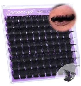 lot 6187 image: Geeneiya 200D Mega Lash Clusters Volume Eyelash Clusters D Curvature Cluster Eyelash Extensions, 14-16-18MM Mega Lashes - Retail $10