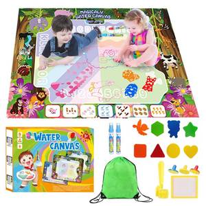 lot 6189 image: GIFTRRTOY Water Doodle Mat - Magic Water Drawing Mat with Stamps, Roller and Backpack Big Enough Space for 2-3 Kids to Draw Together  No Mess Travel Toy Gift for 3 4 5 6 7 8 Year Old Girls Boys - Retail $16