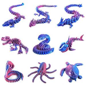 lot 6200 image: 9PCS 3D Printed Dragon 3D Printed Animals Include 3D Printed Snake, Dinosaur, Octopus, Sharks, Turtle, Cobra and 3 Style Dragons, 3D Printed Toys Stuff for Home, Office, Decor Christmas Birthday Gift - Retail $30