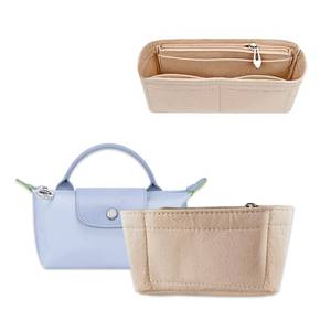 lot 6210 image: Chispee Purse Organizer Insert Felt Bag Organizer fit LongchampGG Marmont Matelasse Shoulder Bag Storage and Finishing Inner Bag Liner Handbags Insert Organizer,Beige - Retail $13