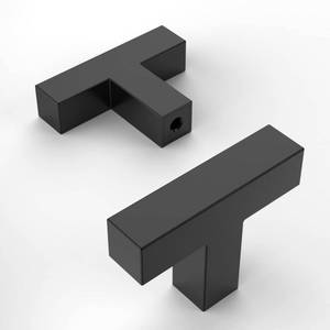 lot 6220 image: Amerdeco 10 Pack Matte Black Cabinet Knobs 2 Inch Length Single Hole T Bar Cabinet Pulls for Drawer Dresser Cupboard - Retail $19