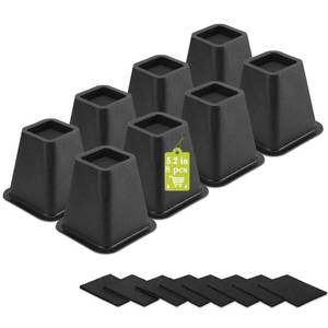 lot 9701 image: Yookwutar 8 Pack Furniture Risers 6 Inch, Bed Risers Heavy Duty for Table Desk Couch Chair Sofa Cabinet Bed Frame Dorm, Square Table Leg Risers Lift Height 6, Black - Retail $35