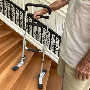 lot 9715 image: Retaoldth Stair Assist Cane, Stand Assist Aid for Elderly Adjustable Aluminum Assistive Device Portable Lift Stair Assist Mobility Aid for Seniors for Bed, Couch, Recliner Chair - Retail $52