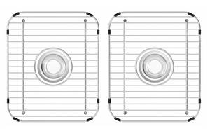 lot 9716 image: SANNO Sink Rack, Sink Protector for Kitchen Sink, Bottom Grid Rack Center Drain, Stainless Steel, 2pcs 11.5 x 13.8 - Retail $34