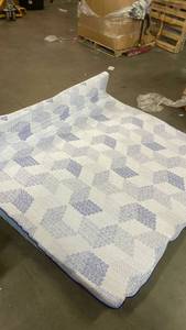 lot 9719 image: (Some Dust On Zippered Cover, But in Good Condition) OEKO-TEX Certified Geometric Pattern Memory Foam Mattress Topper, 79In X 74In - Retail $89