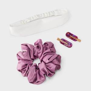 lot 9730 image: Satin Headwrap Hair Twister and Clip Set 4pc - A New Day WhitePink, 3 Pack - Retail $30