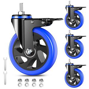 lot 9742 image: 5 Inch Caster Wheels Heavy Duty Stem Caster 2200Lbs, Threaded Stem Casters 12-13 x 1(Stem Diameter 12in, Stem Length 1in), Swviel Locking Caster Set of 4, Industrial Castor Wheels for Cart,Furniture - Retail $31