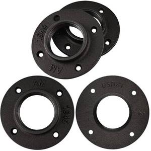lot 10034 image: AeKeatDa 4 Pack of 2 Pipe Flange Malleable Cast Iron Pipe Flanges for DIY Home Furniture Shelving Decoration Industrial