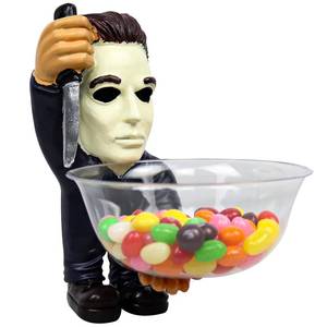 lot 10036 image: Halloween Candy Bowl Holder Horror Movie Gnomes Scary Candy Dish Stand Decorations (Resin) (A) - Retail $20