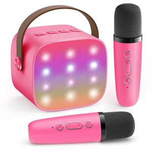 lot 10039 image: YLL Mini Karaoke Machine for Kids Toys, Portable Bluetooth Speaker with 2 Wireless Microphones, Birthday Gifts for Girls 3, 4, 5, 6, 7, 8, 9, 10, 11, 12 Years Old Toddler Teens (Hotpink) - Retail $28