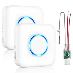 lot 10042 image: Wireless Doorbell Extender with Receiver Connects to Existing Hardwired Doorbell into Wireless Door Bell with 656 FT Range, 58 Chimes and 5 Volume Levels for GarageBasement (1 Extender 2 Receiver - Retail $60