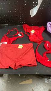 lot 10059 image: 4pc Red Lingerie with Boyshorts, L&nbsp