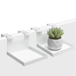 lot 10073 image: AKBFOX Office Small Cubicle Shelf Storage Organizer Floating Corner Rack Hanging Mini Shelf Adjustable Home Office Essentials for Small Planter Statue Decor Photo Frame 2 Pack - Retail $20