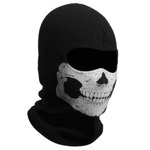 lot 10075 image: Aikuer Black Balaclava Ghosts Skull Full Face Mask, Windproof Ski Motorcycle Face Masks Tactical Balaclava Hood for Men Women Youth Halloween Cosplay Outdoor Sport Cycling Skiing Hiking - Retail $14