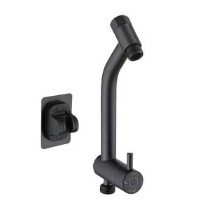 lot 13974 image: PDPBath Brass Shower Arm Diverter with Adhesive Handheld Holder for Easy Reach, Upgrade Low 3-Way Diverter with Pause Setting, G12 Universal Connection - Matte Black - Retail $46