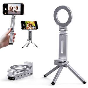 lot 14473 image: CBDYWVR Magnetic Tripod for iPhone 1615141312 Plus Pro Max Series,Aluminium Mini Magnetic Phone Tripod for iPhone and MagSafes,360° Adjustable Magic Clip Folding Magnetic Phone Stand,14 Screw - Retail $28