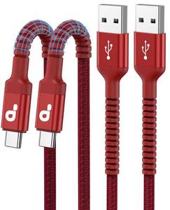 lot 14495 image: USB C Cable 10FT, 2Pack USB A to USB C Charger Cable, Type C Cable 3A Fast Charging Upgraded Extra Durable Braided USBC Cord Compatible with iPhone 1716 15 Pro MaxSamsung Galaxy S23 and More-Red - Retail $16