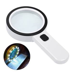 lot 14498 image: AIXPI Magnifying Glass with Light, 30X Handheld Large Magnifying Glass 12 LED Illuminated Lighted Magnifier for Macular Degeneration Seniors Reading Inspection Coins Jewelry - Retail $9